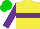 Silk - Yellow, purple hoop, sleeves, green cap