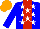 Silk - Blue, red stripe, white stars, orange cap