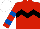 Silk - Red, black chevron hoop, red sleeves, royal blue hoops, white cap
