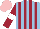 Silk - Light blue, maroon stripes, maroon sleeves, white armbands, pink cap