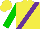 Silk - Yellow, purple diagonal stripe, green sleeves