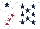 Silk - White, dark blue stars, white sleeves, maroon stars, white cap, dark blue star