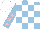 Silk - Light blue and white checks, pink stars on light blue sleeves, white cap