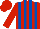 Silk - Red and royal blue stripes, red sleeves, red cap