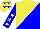 Silk - Yellow and blue halved diagonally, blue sleeves, yellow stars, yellow cap, blue stars