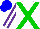 Silk - White, green crossbelts, white stripe on purple sleeves, blue cap