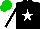 Silk - Black, white star, black stripe on white sleeves, green cap