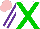 Silk - White, green crossbelts, white stripe on purple sleeves, pink cap