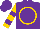 Silk - Purple, gold circle, purple bars on gold sleeves, purple cap