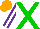 Silk - White, green crossbelts, white stripe on purple sleeves, orange cap