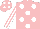 Silk - Pink, white spots, striped sleeves, pink cap, white spots