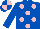 Silk - Royal blue, pink spots, quartered cap