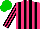 Silk - Hot pink, black stripes, striped sleeves, green cap