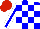 Silk - Blue and white checks, blue stripe on white sleeves, red cap