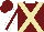 Silk - Burgundy, white collar, tan cross sashes, burgundy stripe on white slvs
