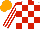 Silk - White, red checks, red stripes on white sleeves, orange cap