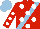 Silk - Red, white dots, light blue sash, white dots on sleeves, light blue cap