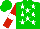 Silk - Green, white stars, red sleeves, white armlets, green cap