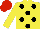 Silk - Yellow, black circles, red cap