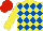 Silk - Yellow, royal blue diamonds, yellow sleeves, red cap