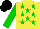 Silk - Yellow, green stars, green sleeves, black cap