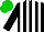 Silk - Black and white stripes, green cap