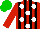 Silk - Red, white spots, black stripes, green cap