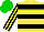 Silk - Yellow, black hoops, stripes sleeves, green cap