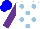 Silk - White, light blue spots, purple sleeves, blue cap