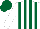 Silk - White, dark green stripes, dark green cap
