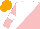 Silk - White, pink triangles, pink sleeves, white armbands, orange cap