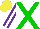 Silk - White, green crossbelts, white stripe on purple sleeves, yellow cap