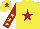 Silk - Yellow, maroon star, maroon sleeves, yellow stars, yellow cap, maroon star