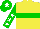 Silk - Yellow body, green hoop, green arms, white stars, green cap, white star