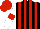 Silk - Black and red stripes, white sleeves with red armbands, red cap