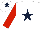 Silk - White, dark blue star, red sleeves, white cap, dark blue star