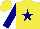 Silk - yellow, navy star, navy sleeves, yellow cap