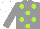 Silk - grey, lime green spots, white cap