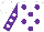 Silk - White, purple dots, white dots on purple sleeves, white cap