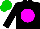 Silk - Black, magenta spot, green cap