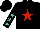 Silk - Black, red star, turquoise stars on sleeves