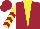 Silk - Maroon , yellow triangular panel, maroon chevrons on yellow sleeves, maroon cap