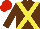 Silk - Brown, yellow crossbelts, yellow armband on sleeves, red cap