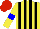 Silk - Yellow, black stripes, yellow sleeves, blue armlets, red cap