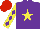 Silk - PURPLE, YELLOW star, YELLOW sleeves, PURPLE diamonds, RED cap