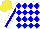 Silk - White, blue diamonds, blue stripe on white sleeves, yellow cap