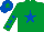 Silk - Emerald green, royal blue star, royal blue stars on sleeves, royal blue cap, emerald green star