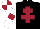 Silk - black, maroon cross of lorraine, white sleeves, maroon armlets, white and maroon quartered cap