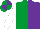 Silk - Emerald green and purple (halved), white sleeves, emerald green and purple quartered cap