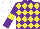 Silk - Purple, yellow diamonds, yellow armbands on purple sleeves, white cap